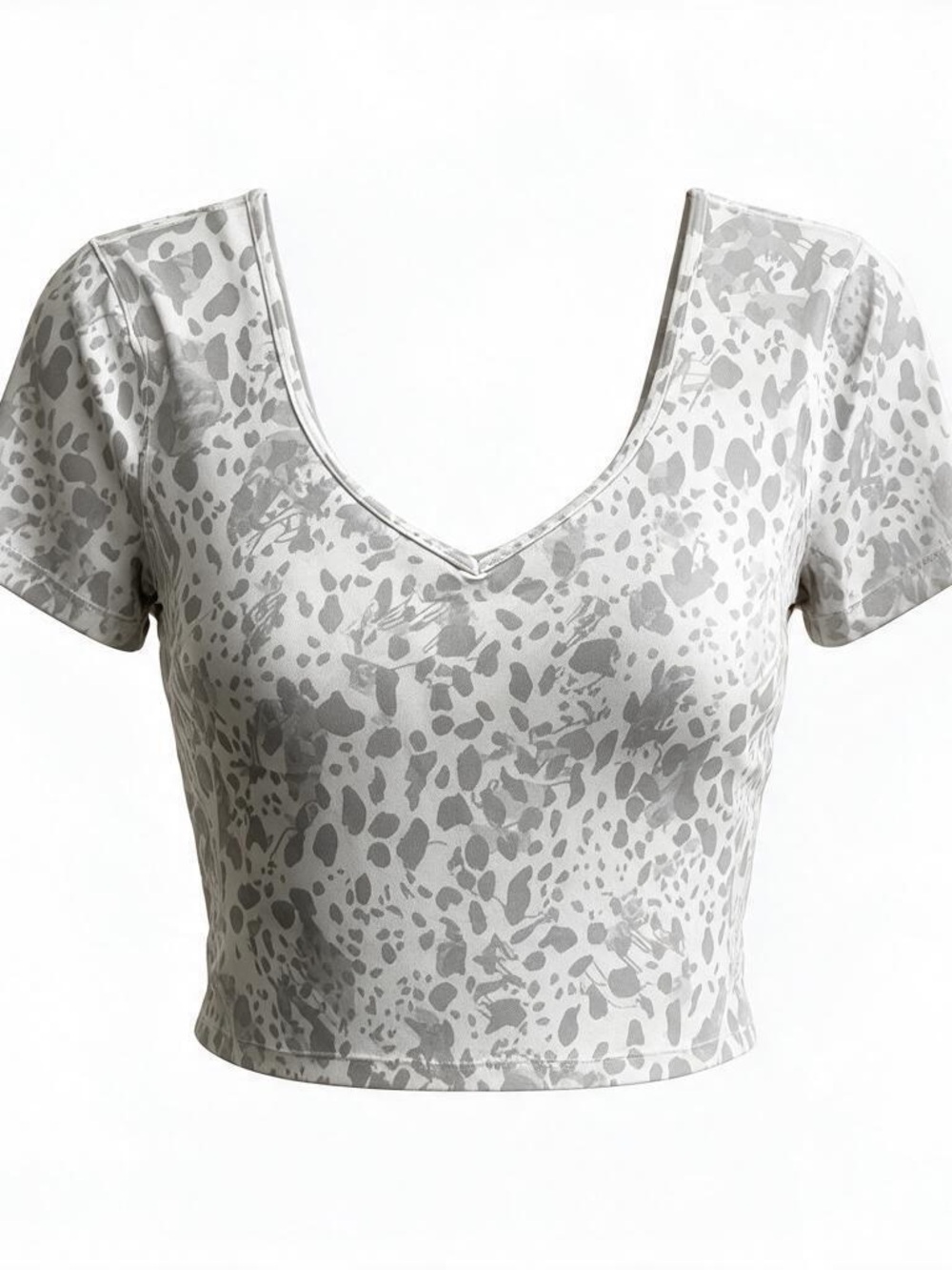 Lululemon Align Nulu Chopped T-Shirt Cheetah Camo Antique White Multi Size 12